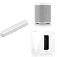 Sonos 5.1 Surround Set - Home Theater System with Beam, Sub and a set of two Sonos One Speakers. Compact Smart TV Sound bar with Amazon Alexa voice control built-in. (White)