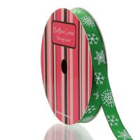 3/8" Emerald Snowflake Grosgrain Ribbon 25 Yard
