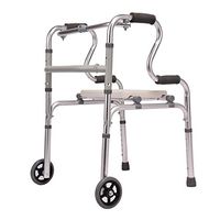 Elderly walker Walker Folding Lightweight Aluminium Walking Frame Wheeled Walker Walker Frame with Wheels FANJIANI (Color : with Wheels)