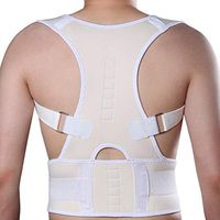 KIWI RATA Hot Magnetic Posture Back Shoulder Corrector Support Brace Belt Therapy Adjustable (White, M)