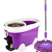 Mop and Buckets Sets Wring 360° Spin - Floor Cleaning Brush Spin Mop Exclusive Bucket System-Easy for Floor Cleaning (Color : Purple, Size : 49x30.5x28.5cm)