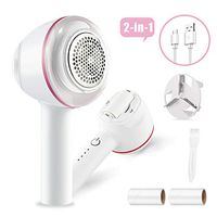 Sweater Shaver, 2-in-1 Electric Lint Remover Sweater Defuzzer with Sticky Lint Roller & Stainless Steel Blades, Effectively Remove Fuzz for Clothes, Couch, Blanket, Curtain