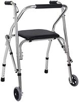 Folding Walking Frame, Lightweight Travel Walking Frame with Seat, Mobility Aid Adjustable Height Free Installationk, Physical Therapy Equipment,Gray