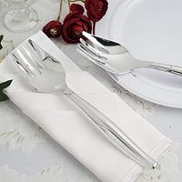 Efavormart 9.75" - Silver Disposable Plastic Serving Fork for Wedding Birthday Party Banquet Events Candy Buffets-PACK OF 10