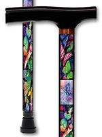 Walking Cane T Handle Derby Aluminum Adjustable Pretty Butterfly Design Men or Women