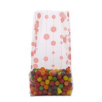 Small Funky"Coral DOTS" Baubles 7x2x3" Cello Cellophane Treat Food Snack Bags (100 ct)