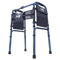 Hugo Mobility 770-260 Hugo Adjustable Folding Walker with Bonus 5 Inch Wheels and Plastic Glides, Sapphire Blue