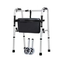 ZHPRZD Disabled Walker Elderly Walker with Soft Seat Can Easily Fold Four-Foot Walker Lower Limb Training Home Aluminum Walker