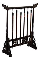 Chinese Kanji Brush Hanger, Pen Holder, Rosewood Calligraphy Brush Rack 14.5"