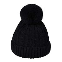 Theoylos Winter Hats for Women Warm Beanie Hat Ladies Slouchy Pompom Crossed Cap Thicker Warm Ski Cap Skull Cap Black