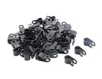 TOVOT 200 PCS R-Type Clip Cable Clamp 5/16" (8 mm) Black Nylon Screw Wire Clips Fasteners Tubing Clips for Wire Management