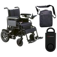 Drive Cirrus Plus EC Folding Power Wheelchair, 20" Seat & Free 130 dB Black Personal Safety Alarm/Siren! + Front Zip Pocket Medical Utility Black Bag!