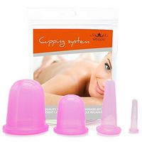 SPEQUIX 4-Pack Eye& Face & Body Massage Cupping Therapy Anti-Slip Silicone Massage Cups Recommended Chinese Therapy Muscle Soreness Trigger Point Pain Relief Cellulite Treatment (Pink)