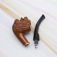 OUYAWEI CF605 Resin Smoking Pipe Lion Shape Head Filter Pipe Tobacco Weed Cigar Tube with Detachable Mouthpiece