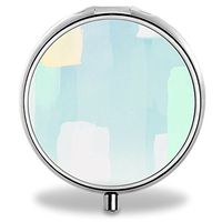 Painting Pill Case, Round Stainless Drug Organizer Container Medicine Cover for Pocket Daily&Weekly