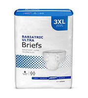 Adult Incontinent Briefs. Case of 32 Disposable Adult Briefs. 3X-Large Size. Unisex Incontinence Underwear. Ultra Absorbency. 95" Waist. Tab Closure, Elastic Gathers.