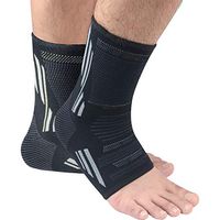 Ankle Compression Sleeves（1 Pair) Plantar Fasciitis Sock for Men & Women Ankle Brace Compression Support Sleeve Prevent Ankle Injuries in Sport, Swelling Relief, Injury Recovery (Black & Gray, L)
