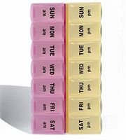 Dometool 7 Days Pill Case Medicine Storage Tablet Pill Box With Clip Lids Medicine Organizer Pill Case Splitters Storage Dispenser Weekly,Pink&Yellow