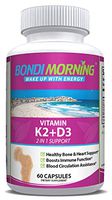 Bondi Morning Vitamin K2 + D3 Supplement for Bone & Heart Health - High Potency 5000IU Vitamin D3 & 100mg Vitamin K2 (MK7) Capsules for Optimal Calcium Absorption - 60 Vegan Capsules
