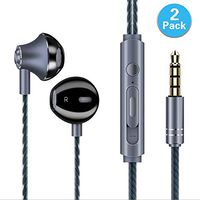 Boxeroo Headphones Earphones 2Pack with Pure Sound and Powerful Bass for iPhone, iPad, iPod, Android Smartphones and Tablets (Grey with Remote)
