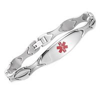 linnalove Free Engraving Stainless Steel Medical id Bracelet for Women(7.5)