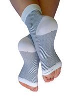 Compression Magic 1 Pair Foot Sleeves - Relieve Pain Reduce Swelling from Plantar Fasciitis, Diabetes, Achilles, Aching Heels, Feet and Ankles - Toeless Sock Supports for Women - White Medium