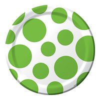 Creative Converting 413123 96 Count Round Small/Dessert Paper Plates, Fresh Lime Dots