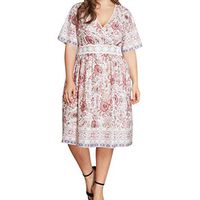 Cliramer Plus Size Fashion Women Solid Short Sleeve V-Neck Sashes Bandage Casual Dress Bohemian Party Maxi Dress Beige