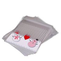 Staron Christmas Candy Bags, 100pcs Self Adhesive Plastic Seal Bag Cookies Candy Wrapping Bags Christmas Pouch (D)