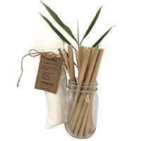 COCOBOO - Organic Bamboo Drinking Straw Set, 12 Straws (8 inches), Alternative to Plastic Straws, BPA free, Biodegradable, Natural, Handmade, with Reusable Brush, Pouch, and Bamboo Chopsticks