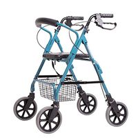 Rollators KALO ROMX- Transport Walker with Seat and Wheels - Folding Walker and Transport Chair, Blue
