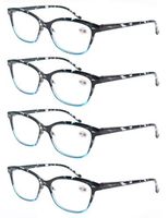 Women Reading Glasses 2.5 4 Pair Stylish Ladies Readers with Comfort Spring Hinge Pattern Design Pouch Included Blue Demi