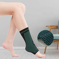 CHoppyWAVE Ankle Brace 1Pc Sports Gym Foot Support Soft Nylon Strap Guard Protector - Black + Green XL