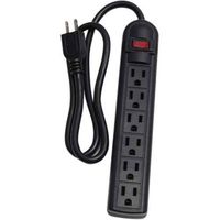 6 Outlet Power Strip With 3' Cord, Black