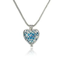Hollow Heart-shaped Locket Necklace for Aromatherapy Essential Oil Fragrance Diffuser Pendant Locket Jewelry Adjustable Chain Copper Perfume Necklace with 6 PCS Colorful balls