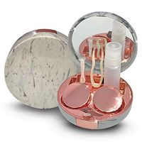 Contact Lens Box-Portable Pocket Size Soaking Contact Lens Container with Mirror for Carrying On Travel Contact Lens Case Kit (Marble Rose Gold)
