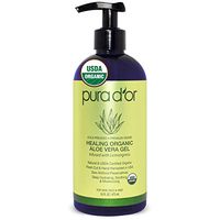 PURA D'OR USDA Organic Aloe Vera Gel, Lemongrass Scent (16oz) Deeply Hydrating, Moisturizing Skin & Hair - Sunburn, Bug Bites, Rashes, Small Cuts, Eczema, Psoriasis & Rosacea Care (Packaging varies)