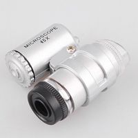 NEWSKY Mini Portable 45X 2 LED Light Pocket Microscope Magnifier Loupe Handheld