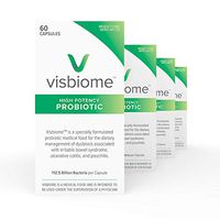 Visbiome - High Potency Probiotics, 112.5 Billion CFU Live Bacteria, Shipped in Styrofoam Cooler w Ice Packs and Temperature Monitoring Sensor, 60 Capsules (4-Pack)