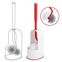 CLEANHOME Toilet Brush and Holder eco Friendly Bathroom Double Head Cleaner bristles,Soft Silicone and PP,Deep Cleaning,with Tweezers