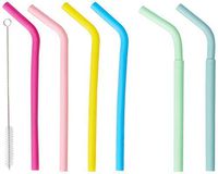 Reusable Silicone Drinking Straws Flexible Bend Smoothies Straws for 20 oz to 30 oz Tumblers, Set of 6