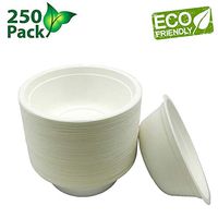 OURhome Disposable Bowl [250 Count] 100% Compostable Biodegradable Heavy Duty Eco-Friendly Sugarcane Fiber Bagasse for Picnics, Bbqs,and Parties, 260Ml