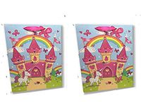 Princess Gift Bags - Unicorn & Castle - Set of 2 Premium Quality Gift Bag Sets Glitter Detail Inside Print Plus Gift Tag (Princess Unicorn Castle, 2 Jumbo Gift Bags)