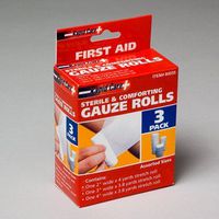 Sterile Gauze Rolls 3 Pack 2 inches, 3 Inch and 4 Inch Wide, Case of 36