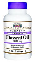 21st Century Flaxseed Oil 1000mg Softgels 120 Count (4 Pack)