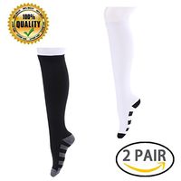 LJ Sport Compression Socks Unisex Graduated Compression 20-30 mmHg Fit for Runners Nurses Travelers Teachers Maternity Fitness Medical Use Shin Splints Flight Travel (L/XL, Black+White)
