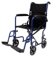 Karman Healthcare LT-2017-BL Folding Aluminum Transport Chair, Blue, 17" Seat Width