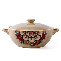 Bowl Bowl Tableware Bowl with lid Binaural Ceramic Soup Pot Instant Noodle Bowl Household Large Capacity Soup Bowl Perfect Gift Household tableware, retro bowl