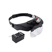 ElectroOptix Head-Mounted Glasses Magnifying Glass,Interchangeable Lens with Led Lamp Repair Engraving Old Man Reading-Black 20cm(8inch)
