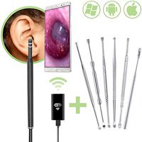 Ear Wax Removal System by SimpliWell - Compatible with iPhone, Android, PC and Mac - Wireless Otoscope with Camera, Adjustable LED Lights and 6 Professional Ear Pick Tools for Earwax Removal at Home